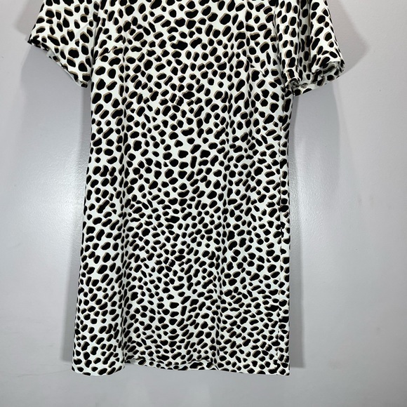 Ann Taylor Women’s Brown White Leopard Animal Print Short Sleeve T Shirt Dress - Picture 4 of 11